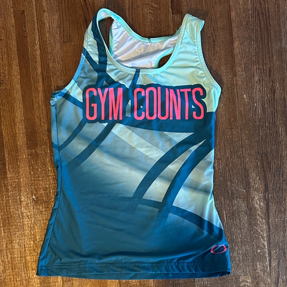 Gym Counts Women's Teal and Pink Tank Top